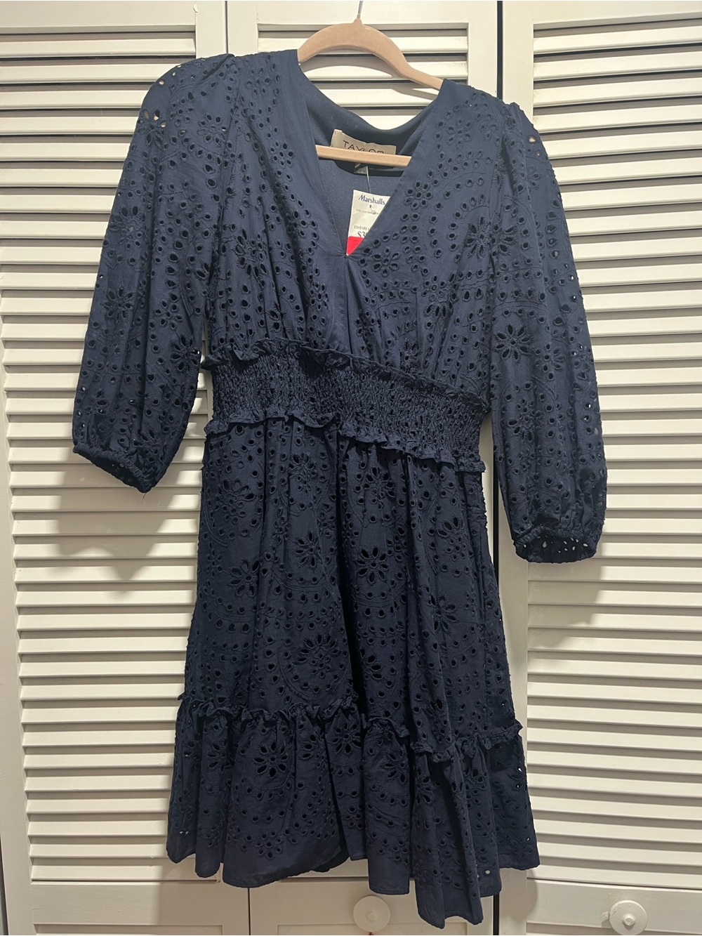 Marshalls Navy Eyelet Midi Dress